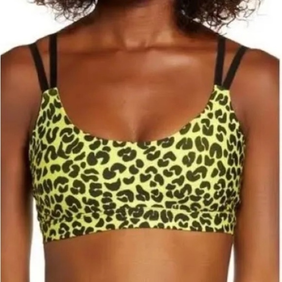 Good American Animal Print Yellow & Black Sports Bra, Size: 0 - Picture 2 of 14